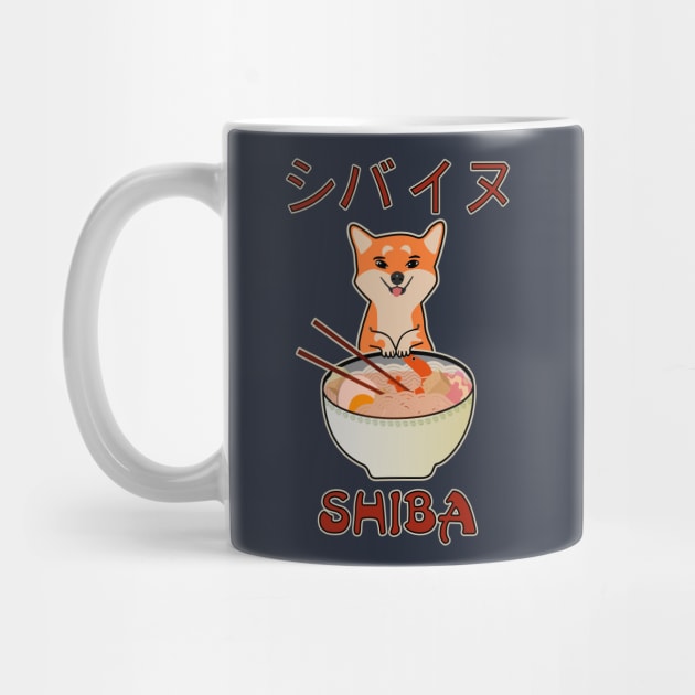 Cute Shiba inu Japanese Dog and Ramen Bowl Lover by Mewzeek_T